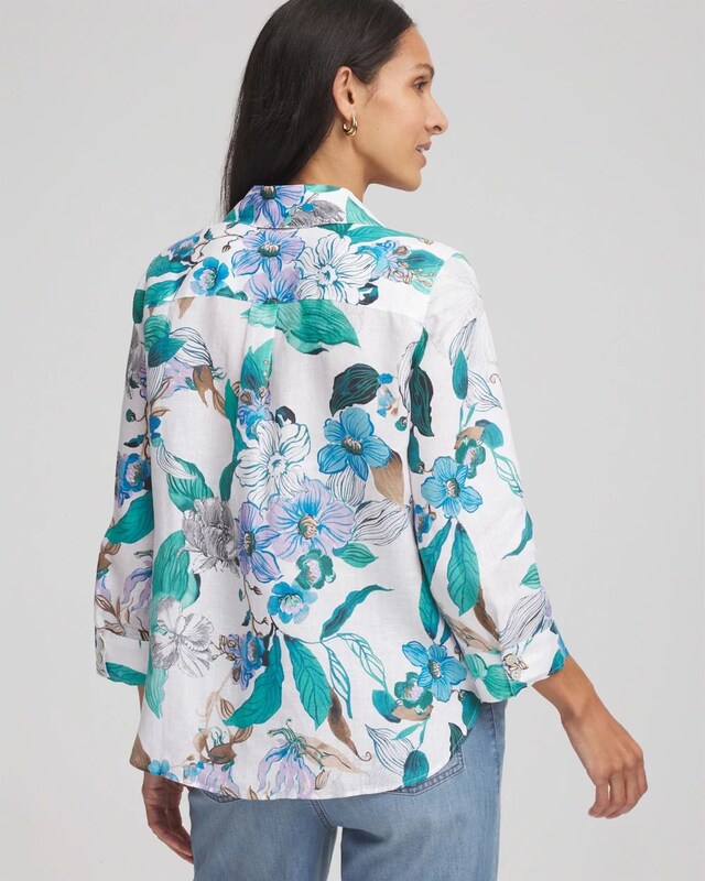 No Iron Floral Linen Shirt - image 3